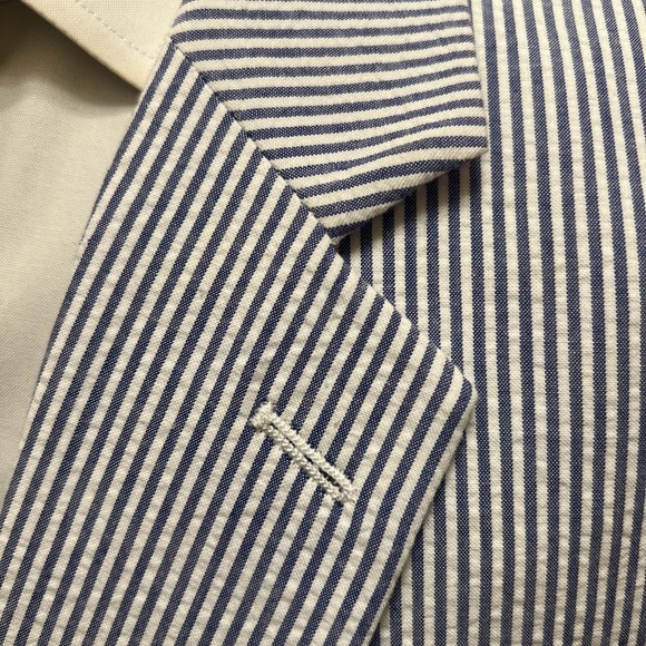 Alan Flusser Sport Coat Blazer Jacket Blue and White Striped Men 48R - Picture 3 of 15